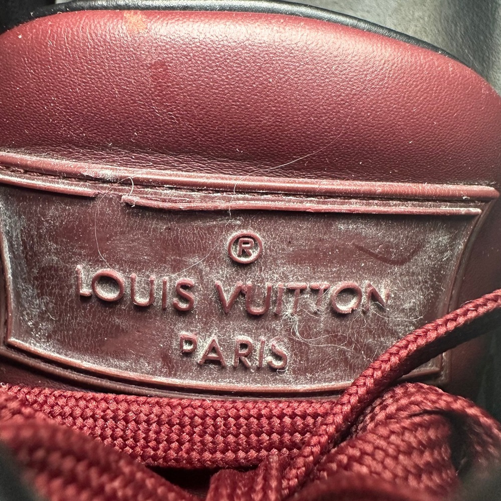 Louis Vuitton Damier Graphite Burgundy Leather Strap Sneakers Mens Low Top 9.5 - Picture 8 of 16